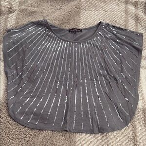 Gray Sequin Embellished Women's Top